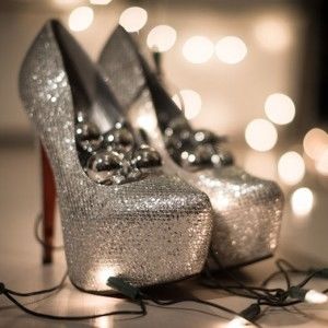 Silver Glitter Holiday Pumps