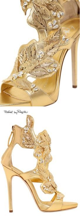 Embellished Gold High Heel Sandals by Giuseppe Zanotti Embellished Gold High Heel Sandals by Giuseppe Zanotti