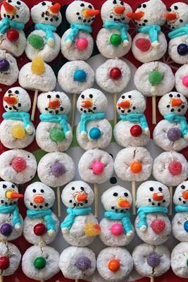 Powdered Sugar Donut Snowman Powdered Sugar Donut Snowman
