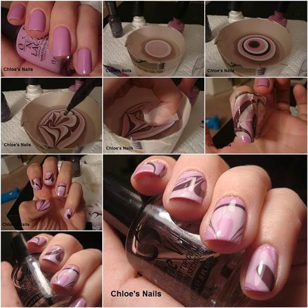 Nail art Using Water Marble Nail art Using Water Marble