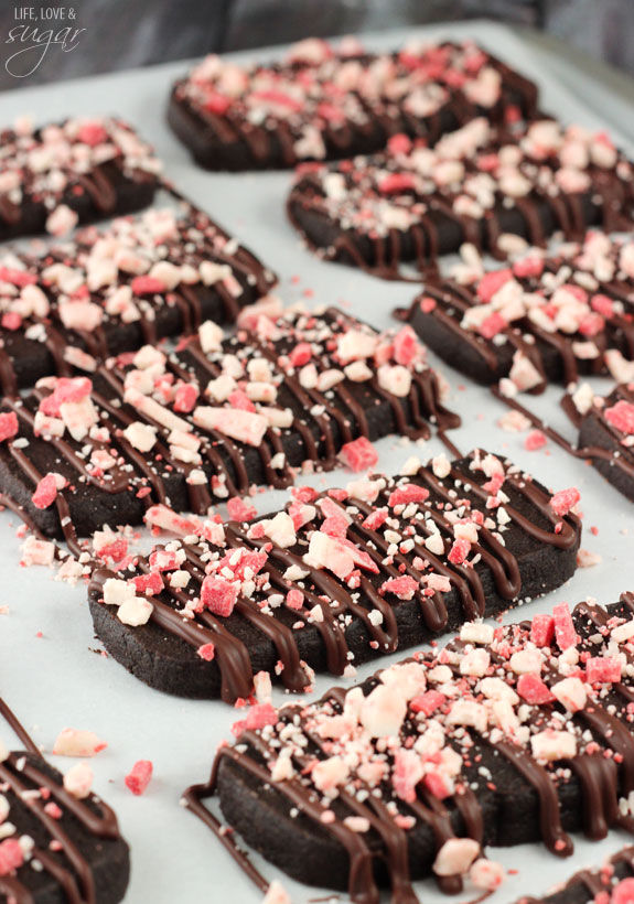 Chocolate peppermint shortbread cookies Chocolate peppermint shortbread cookies