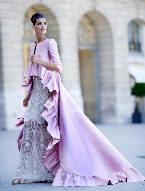 Beautiful Lavender Cape over White Sequined Dress