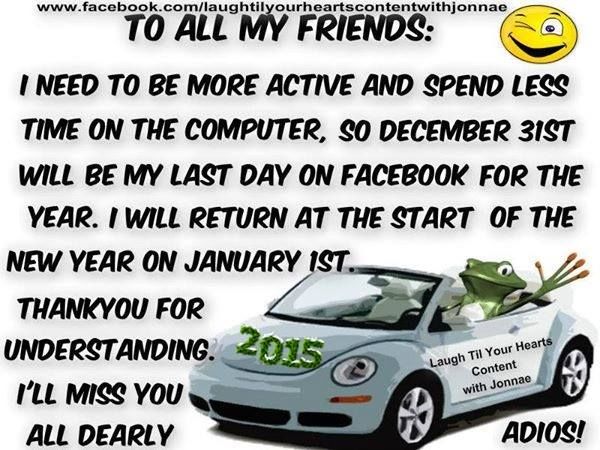 to my facebook friends on New Years