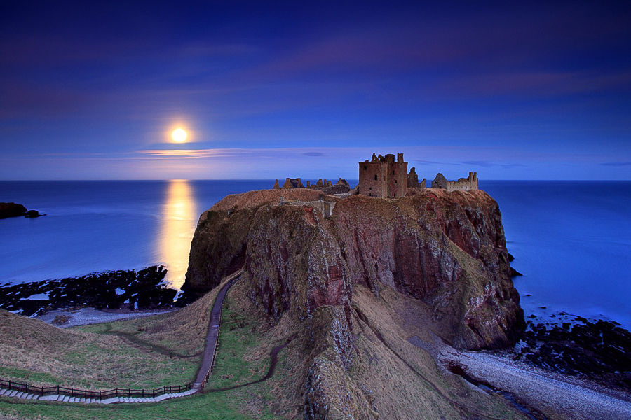 Moonrise over Dunnottar Castle..Scotland