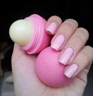 Eos lip balm and pink nails Eos lip balm and pink nails