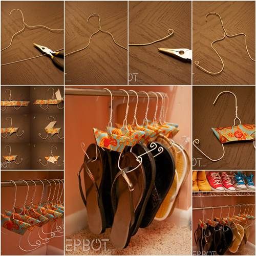 Creating flip flop hangers from wire hangers
