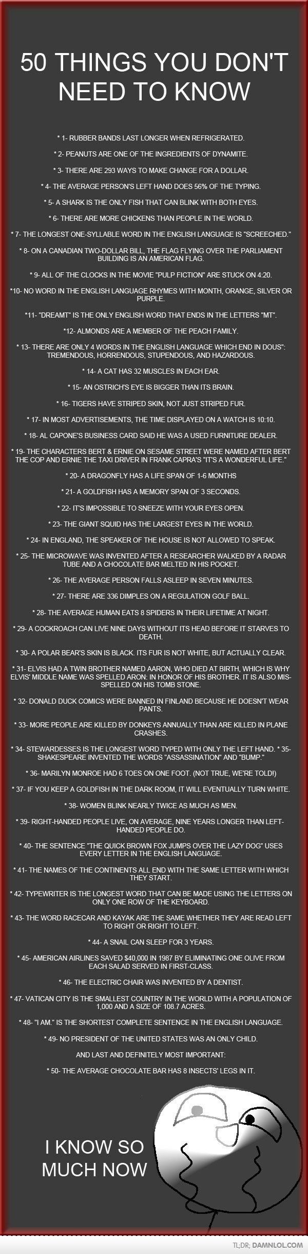50 Things You Didn't Need To Know 50 Things You Didn't Need To Know