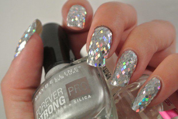 Silver Sequined Nails