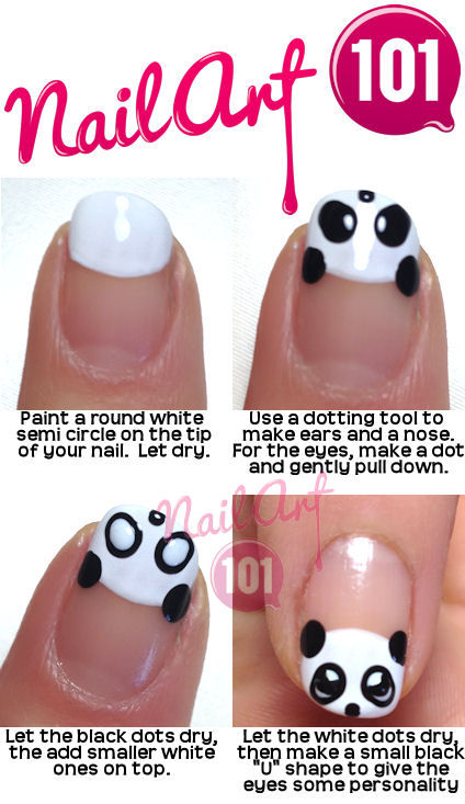 DIY Panda Nails