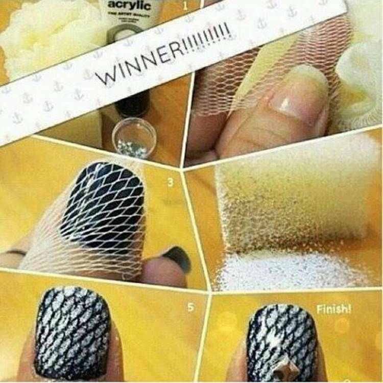 How to make glitter fishnet nails