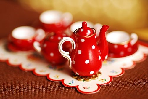 Red & White Miniature Tea Set