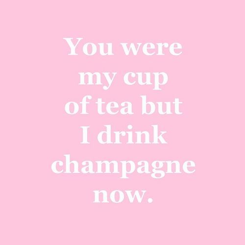 You were my cup of tea but I drink champagne now.