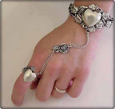 Silver Heart Hand/Wrist Jewelry for the Bride