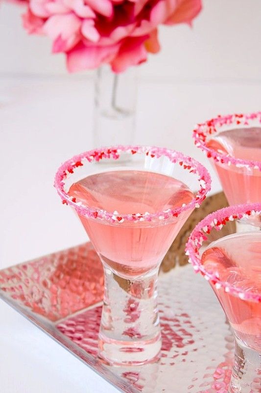 Pink Candy Rimmed Martinis
