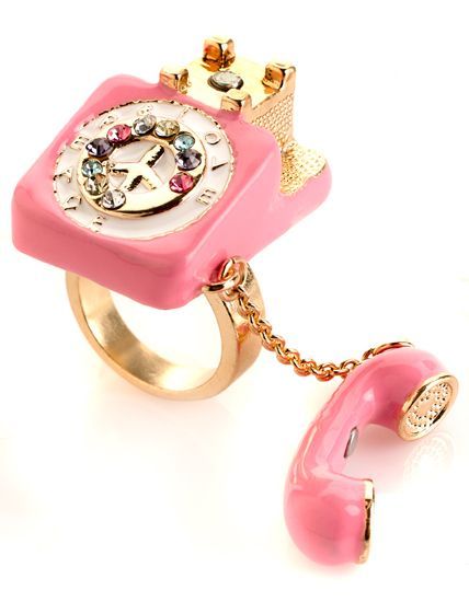 Cute Pink Peace & Love Telephone Ring