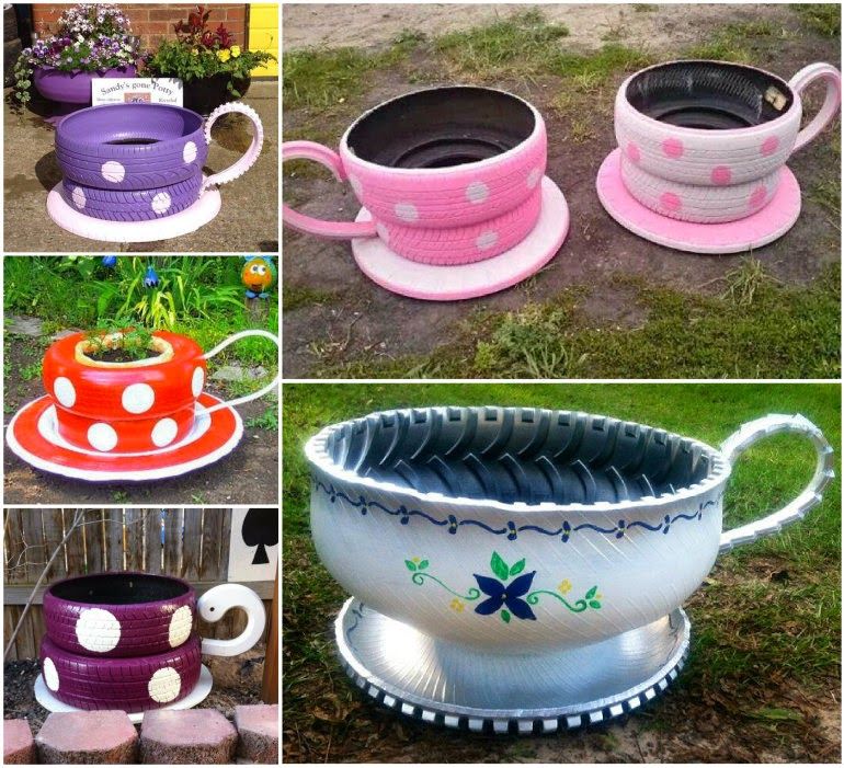 How to make teacup tyre planters