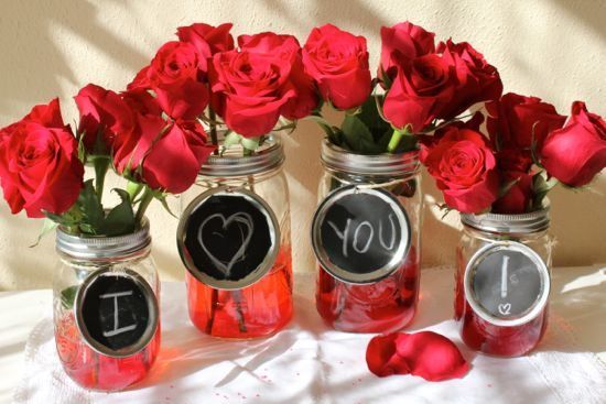 Rose mason jars for Valentines Day