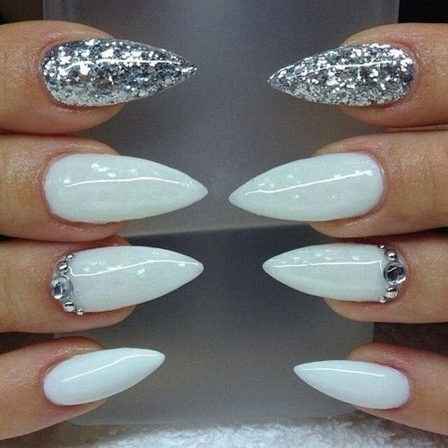 Shimmer stiletto nails