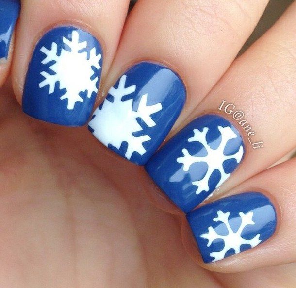 Blue snowflake nails Blue snowflake nails