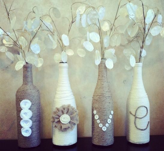 Upcycled Wine Bottles With Yarn