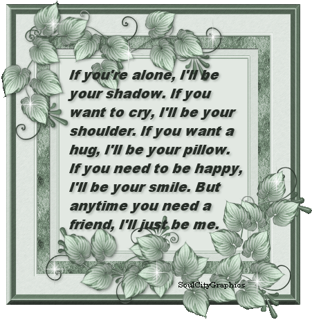 If you're alone, I'll be your shadow.....