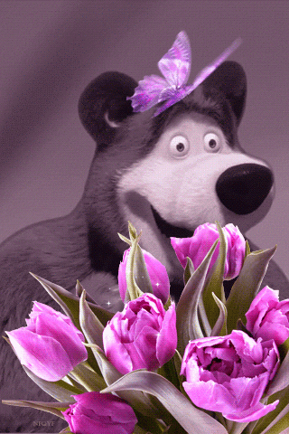 Silly Bear Smelling Roses