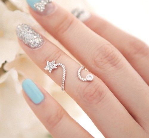 Pretty Turquoise and Silver Nail Art & Ring Pretty Turquoise and Silver Nail Art & Ring