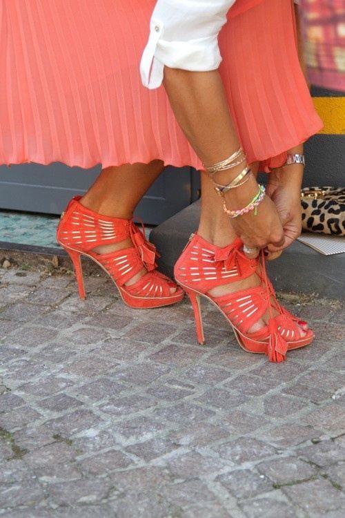 Coral Skirt & High Heels Coral Skirt & High Heels