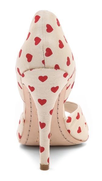 White Pumps with Red Hearts