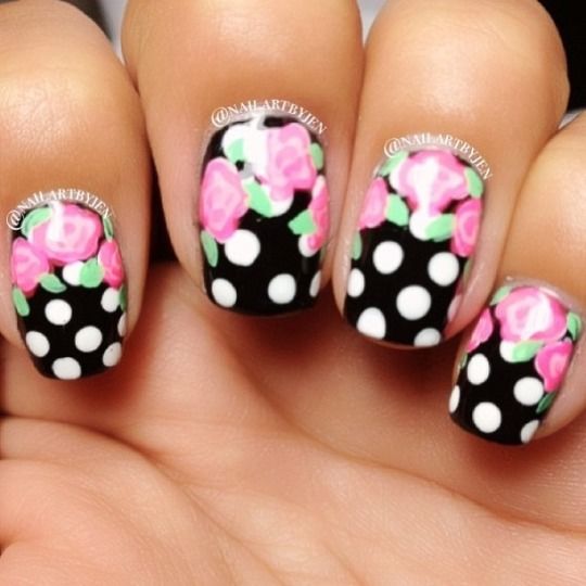 Floral Polka Dot Nails Floral Polka Dot Nails