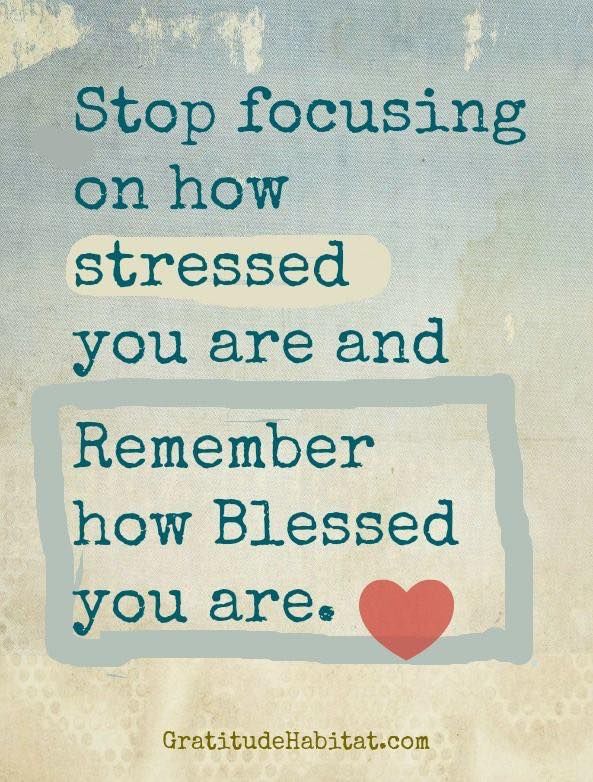 Stop focusing on how stressed you are and remember how blessed you are Stop focusing on how stressed you are and remember how blessed you are