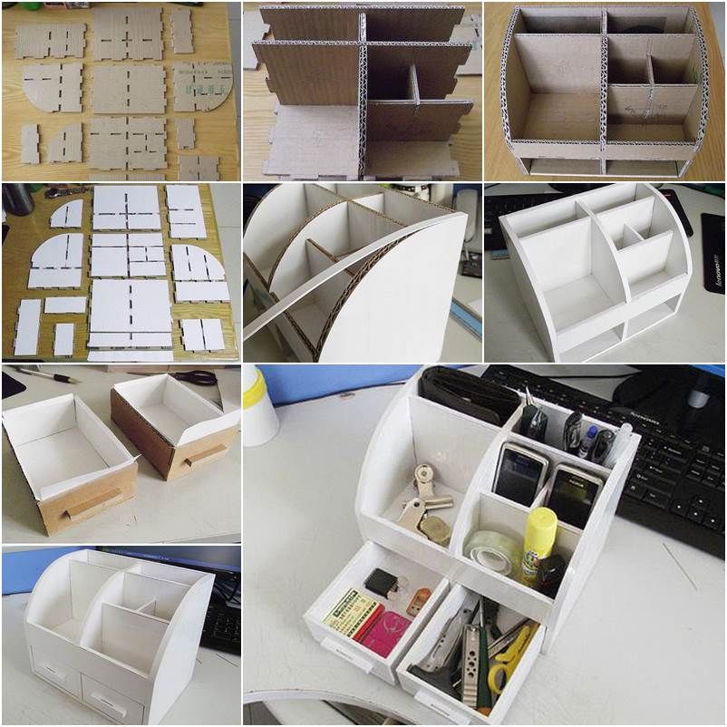 Making a cardboard desktop organizer