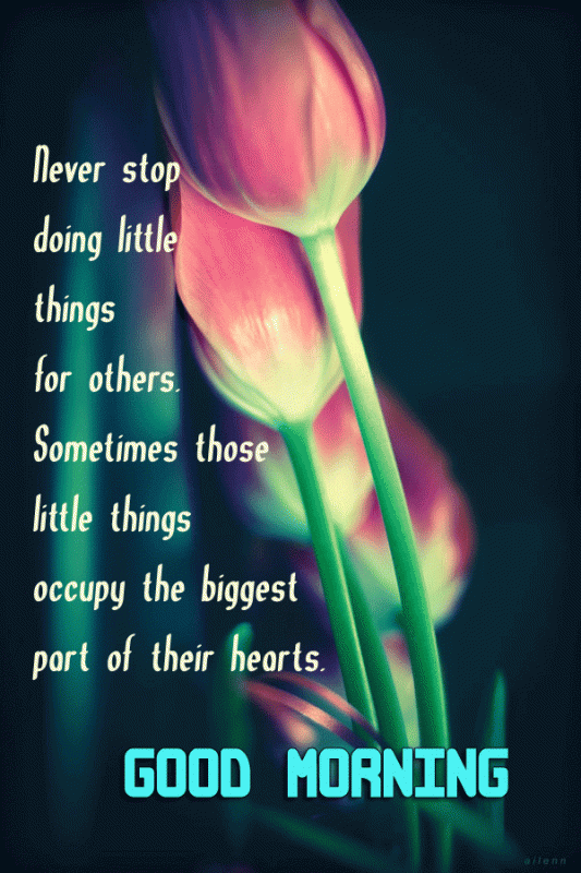 Good Morning Never stop doing little things for others... Good Morning Never stop doing little things for others...