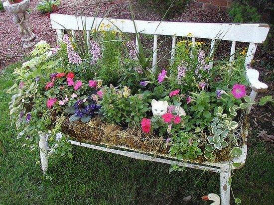 Old Bench Repurposed as a Planter Old Bench Repurposed as a Planter