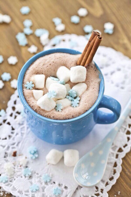 Hot Chocolate with Blue Snowflake Marshmallows Hot Chocolate with Blue Snowflake Marshmallows