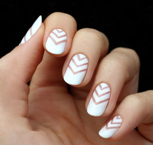 White chevron nails White chevron nails