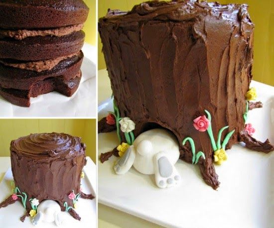 DIY Tree Stump Bunny Butt Cake
