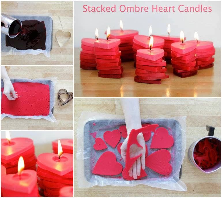 How to make stacked ombre heart candles How to make stacked ombre heart candles