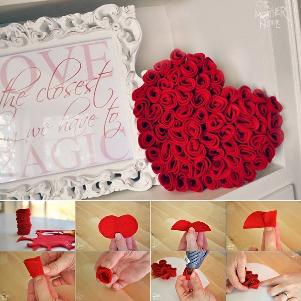 DIY Felt Rose Heart Pillow DIY Felt Rose Heart Pillow