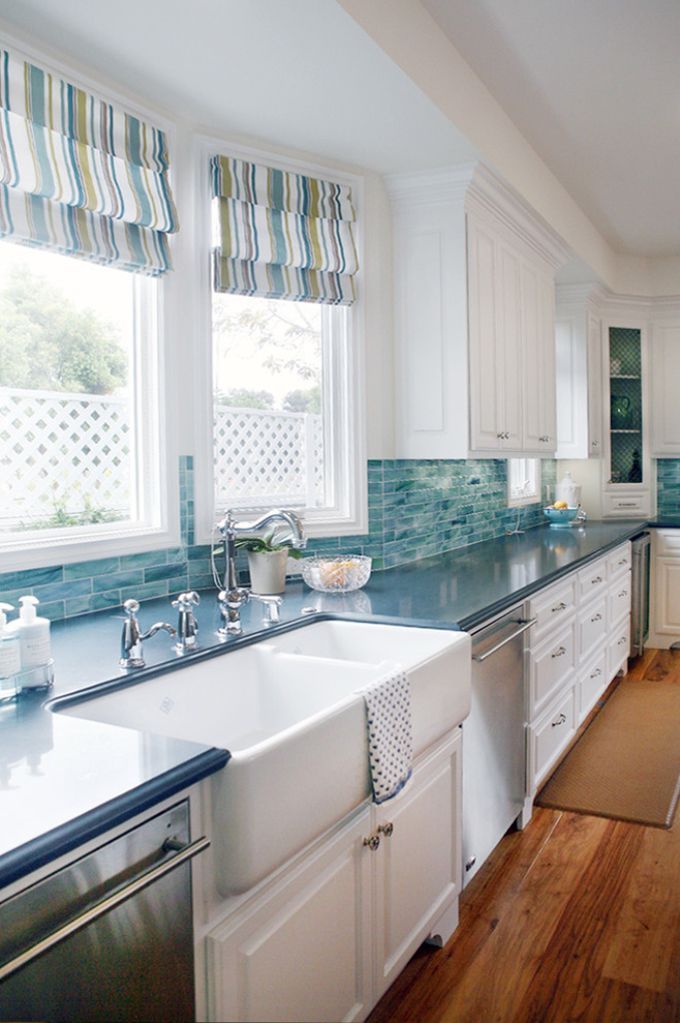 Double Sink Turquoise Kitchen