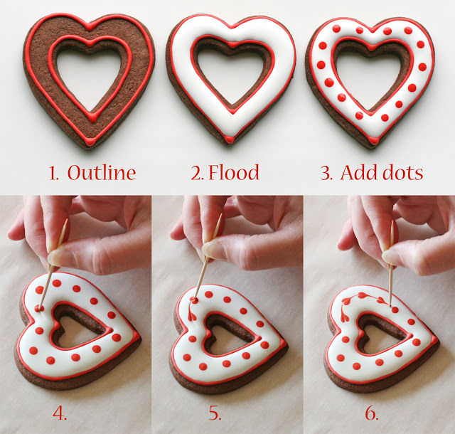 Decorating Valentines Heart Cookies