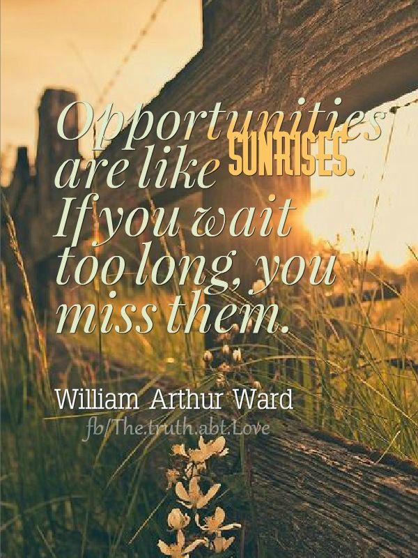 Opportunities are like sunrises Opportunities are like sunrises