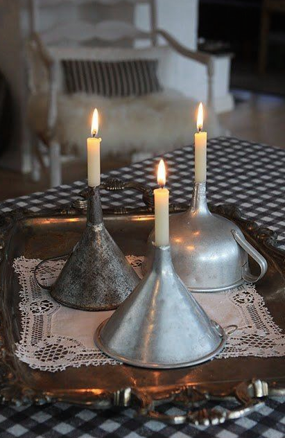 Candle Holders Made From Recycled Oil Cans & Funnels Candle Holders Made From Recycled Oil Cans & Funnels