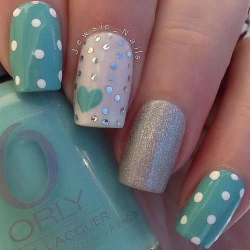 Teal Heart and Polka Dots