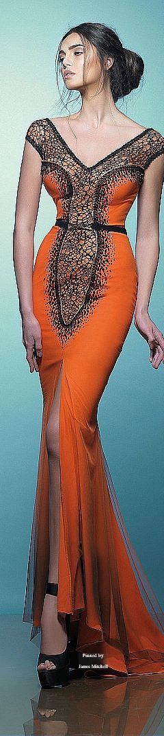 Lovely Black & Orange Evening Dress Lovely Black & Orange Evening Dress