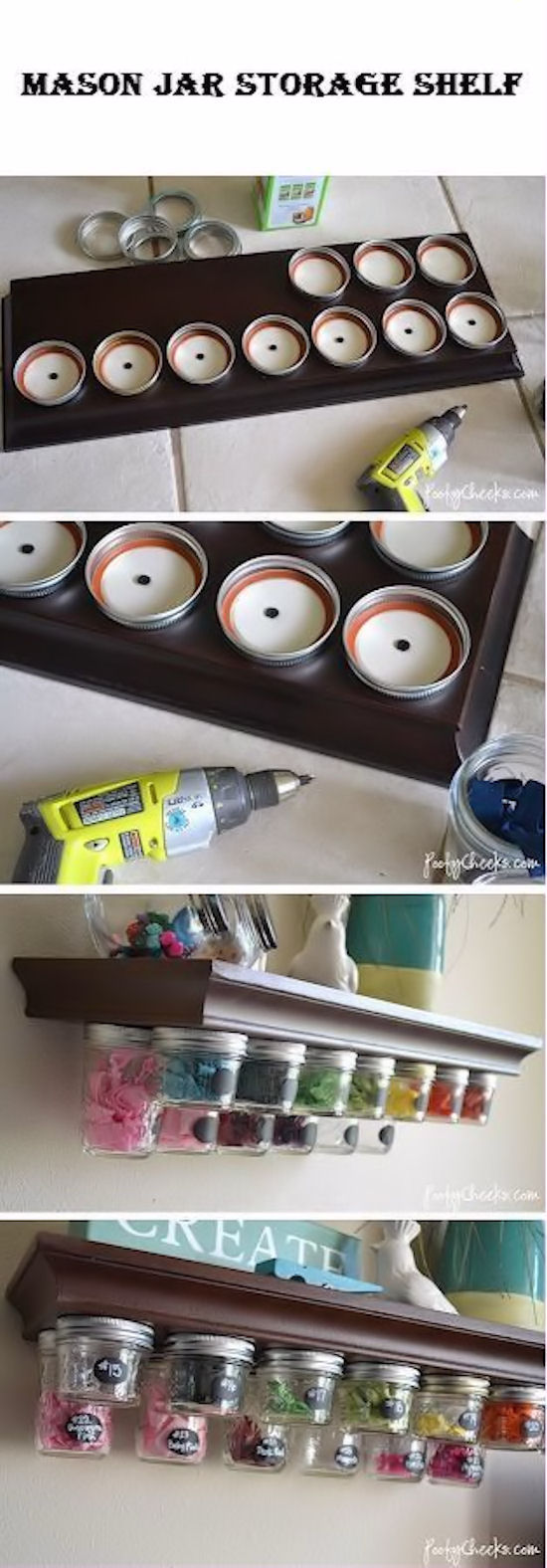 Mason Jar Storage Shelf