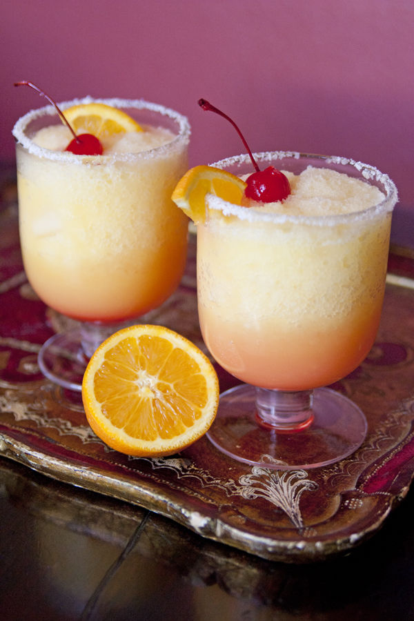 Frozen sunrise margaritas