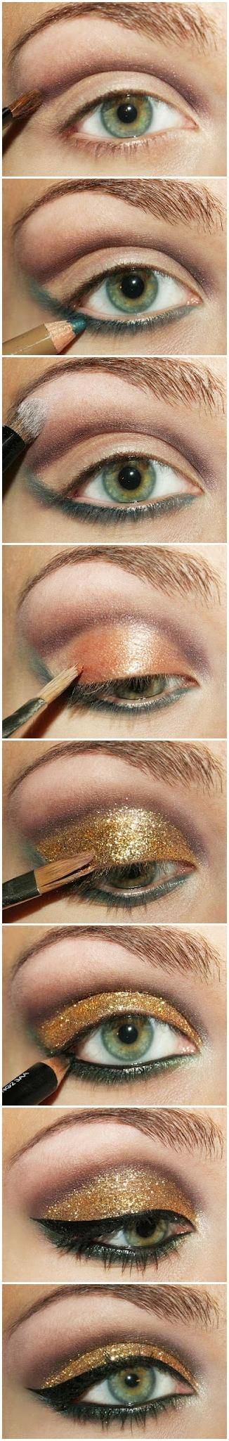 DIY Gold Glitter Eye Makeup