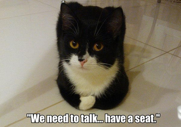 We need to talk...have a seat.