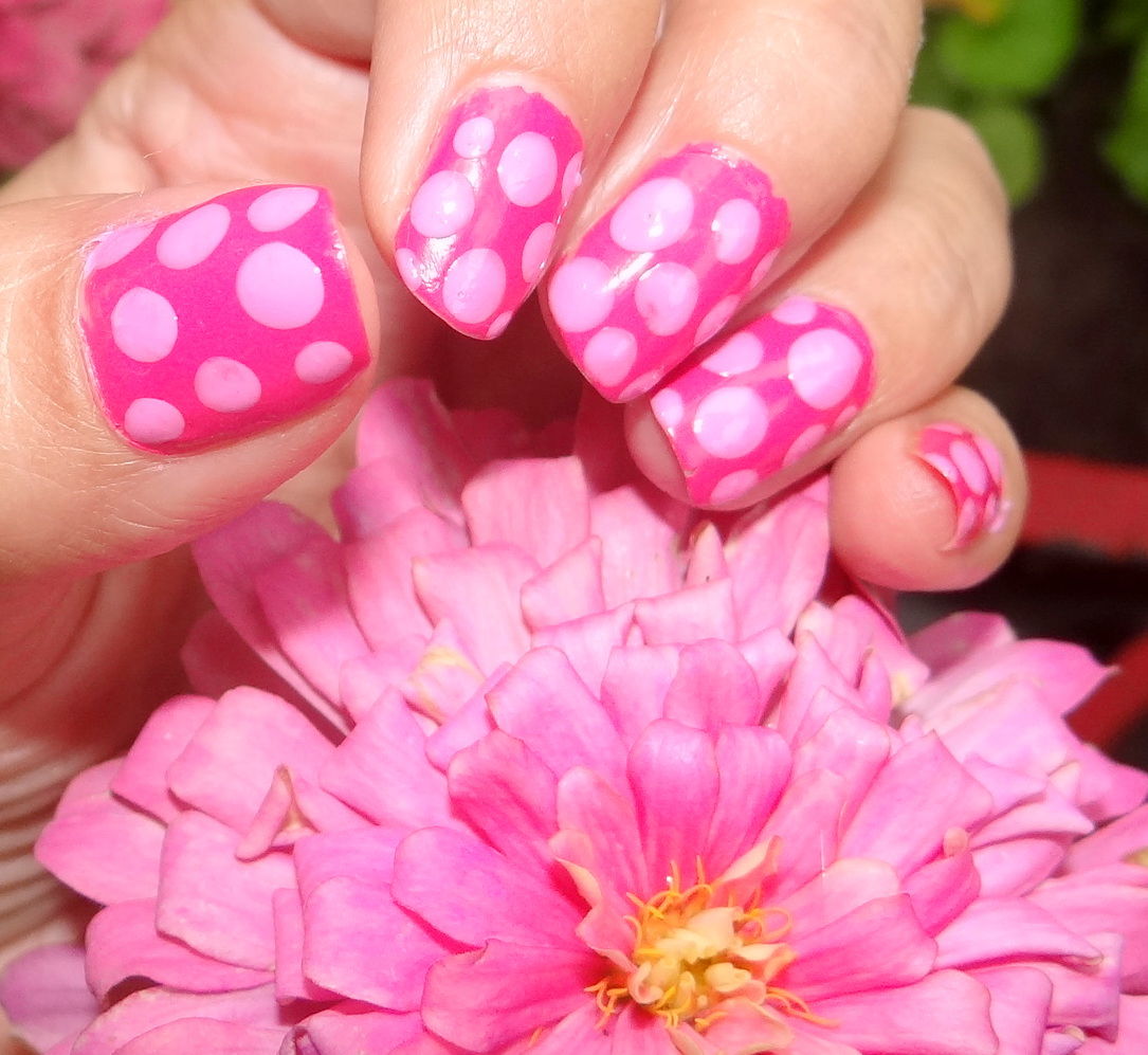 Pink Polka Dot Nails